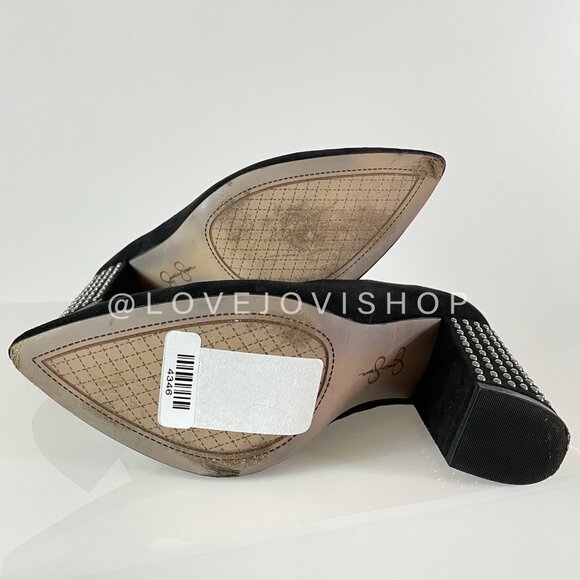 Maximalist | Black Suede Pumps with Studded Block Heel | Jessica Simpson - Picture 8 of 12